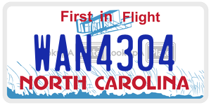 WAN4304  license plate in NC
