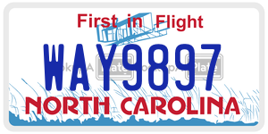 WAY9897  license plate in NC