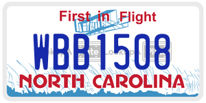 WBB1508  license plate in NC
