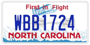 WBB1724  license plate in NC