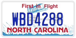 WBD4288  license plate in NC