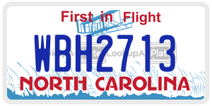 WBH2713  license plate in NC