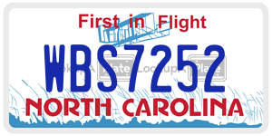 WBS7252  license plate in NC