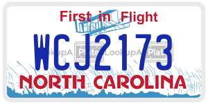 WCJ2173  license plate in NC
