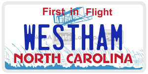 WESTHAM license plate in North Carolina