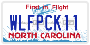 WLFPCK11 license plate in North Carolina