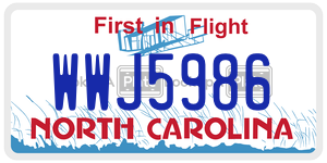 WWJ5986 license plate in North Carolina