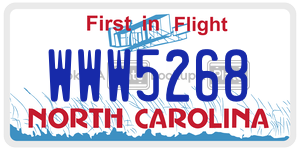 WWW5268 license plate in North Carolina