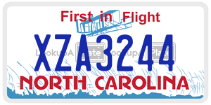 XZA3244  license plate in NC