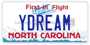 YDREAM license plate in North Carolina