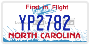 YP2782 license plate in North Carolina