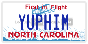YUPHIM license plate in North Carolina