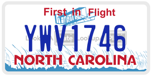 YWV1746  license plate in NC