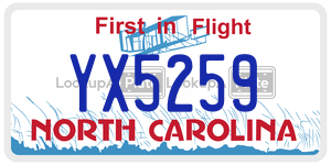 YX5259 license plate in North Carolina