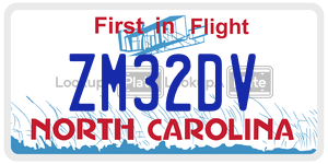 ZM32DV license plate in North Carolina