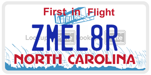 ZMEL8R  license plate in NC