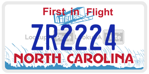 ZR2224 license plate in North Carolina