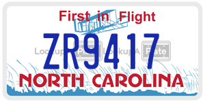 ZR9417  license plate in NC