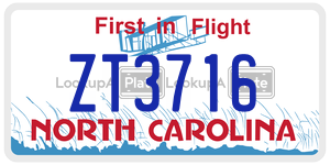 ZT3716 license plate in North Carolina