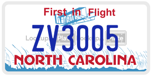 ZV3005 license plate in North Carolina