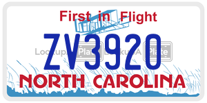 ZV3920 license plate in North Carolina