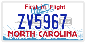 ZV5967  license plate in NC