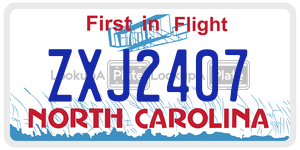 ZXJ2407  license plate in NC