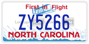ZY5266  license plate in NC