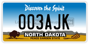 003AJK  license plate in ND