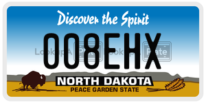 008EHX license plate in North Dakota