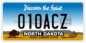 010ACZ license plate in North Dakota