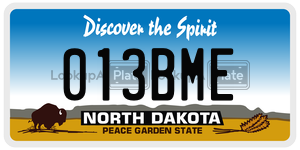 013BME  license plate in ND