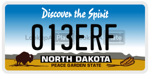013ERF  license plate in ND