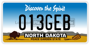 013GEB  license plate in ND