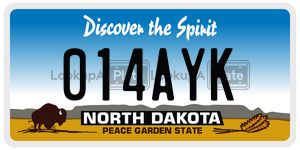 014AYK  license plate in ND