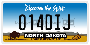 014DIJ  license plate in ND