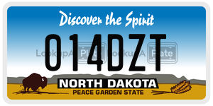 014DZT license plate in North Dakota