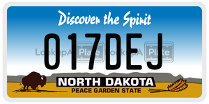 017DEJ  license plate in ND