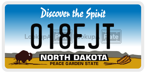 018EJT  license plate in ND