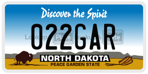 022GAR  license plate in ND