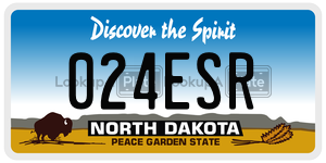 024ESR  license plate in ND