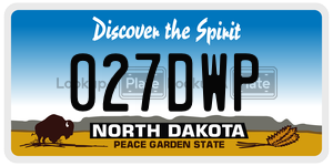 027DWP license plate in North Dakota