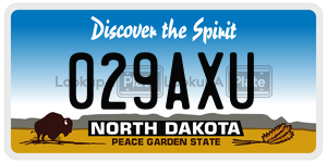029AXU  license plate in ND