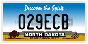 029ECB license plate in North Dakota