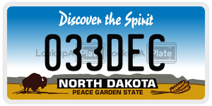 033DEC  license plate in ND