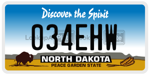 034EHW license plate in North Dakota