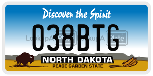 038BTG  license plate in ND