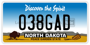 038GAD  license plate in ND