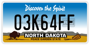 03K64FF  license plate in ND