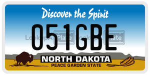 051GBE  license plate in ND